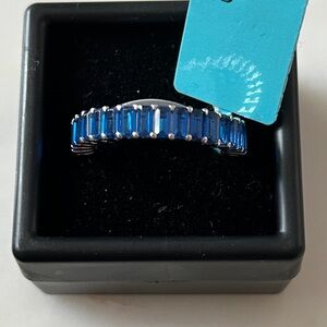 Blue Sapphire spinel 925 Sterling Silver Women's eternity band Ring size 8